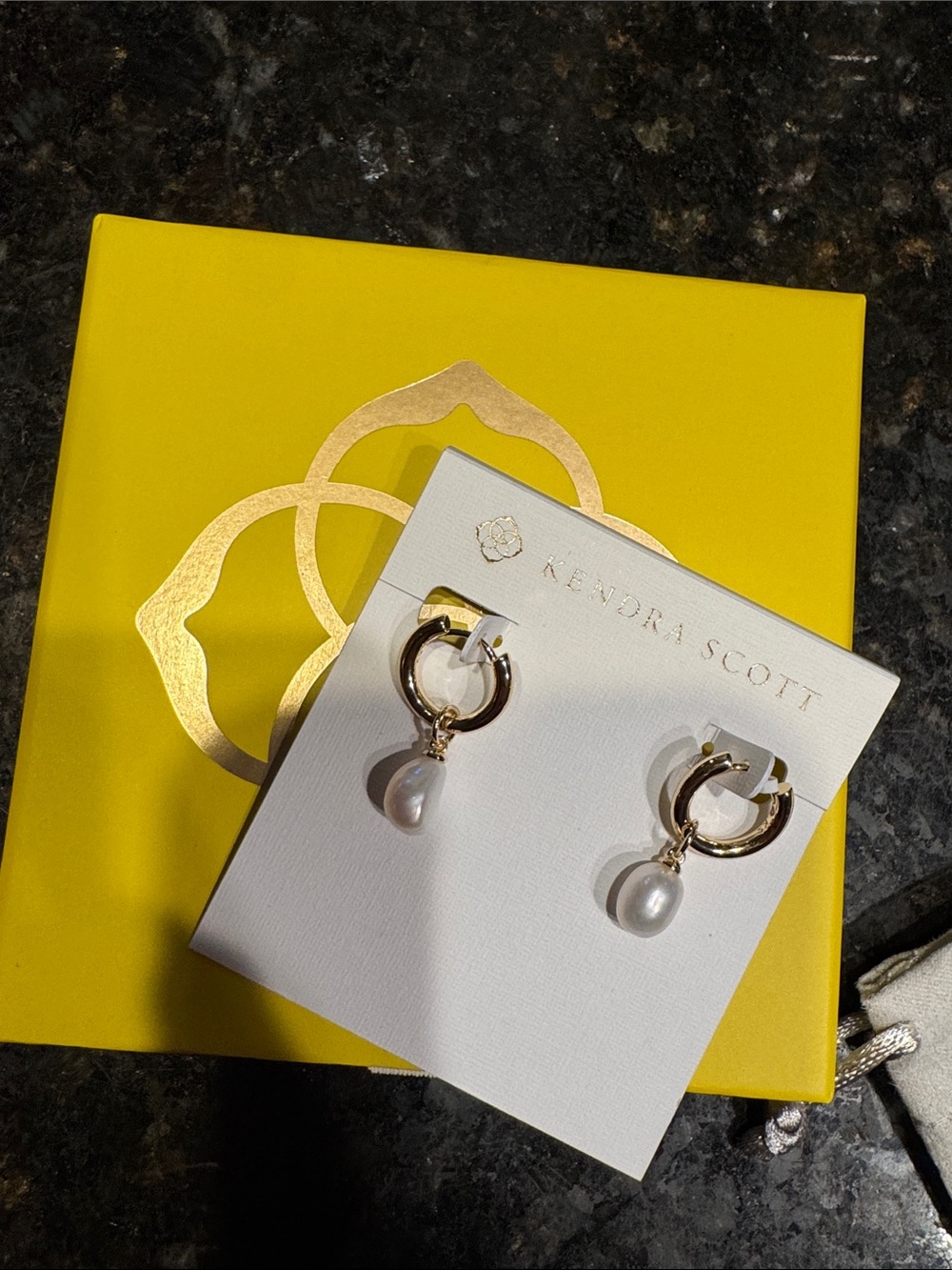Kendra Scott Gold Hoop Earrings with White Pearl Drops